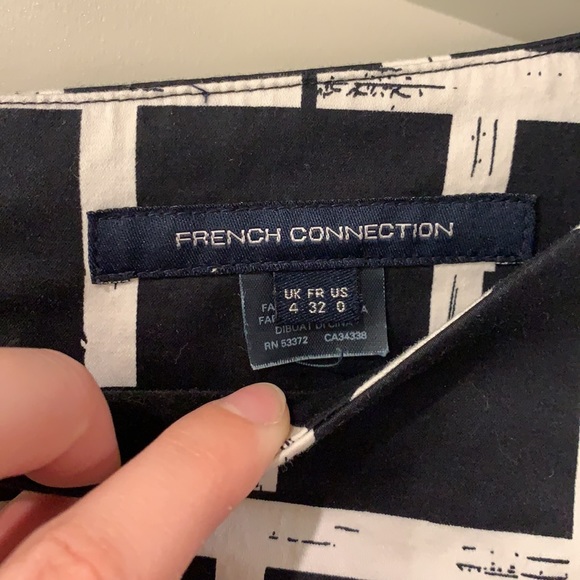 Short Black and White Square Pattern French Connection Dress - with Pockets! - Picture 4 of 5